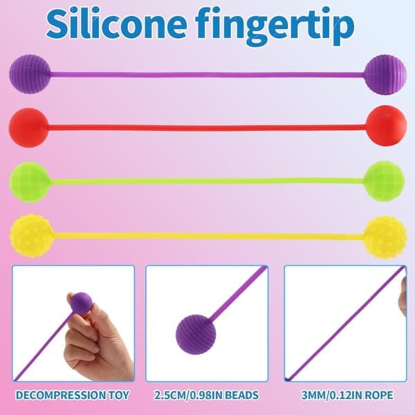 4 stk. Fidget Ball-legetøj, 4 stilarter silikone elastiske teksturbolde sjove håndfidget stressaflastningslegetøj
