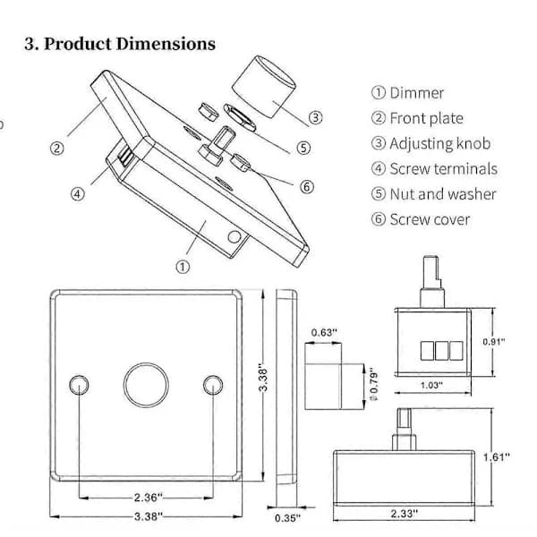 RV Lysdimmer Bryter Kontrollpanel 12-24V 5A Universal PWM Dimmer Lavspenningsdimmer