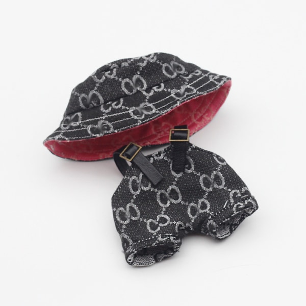 [HH] Högkvalitativa Designer Labubu Kläder med Bucket Hats 2-delat Set Outfit Labubu Kläder 10cm 4