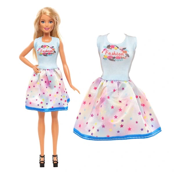 Barbie Modekläder, 10 delar, 10 docktillbehör, för