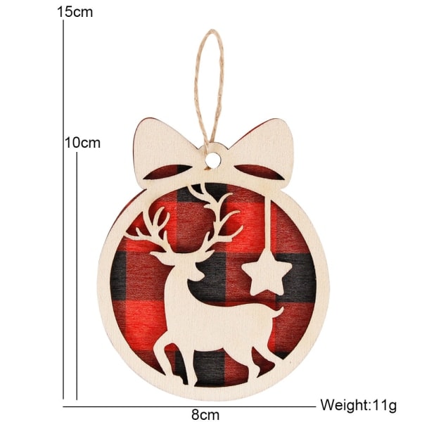 /HA/5 st Små julhängen i trä Runda juldekorationer Älg inomhusdekorationer Julgranshängen 10*8cm