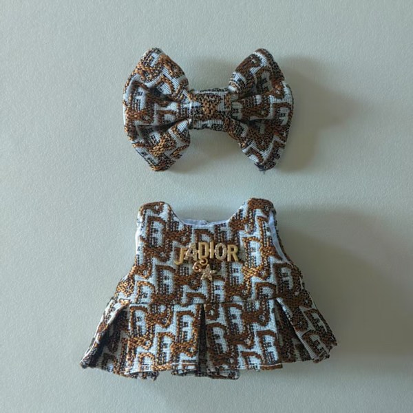 [HH] Labubu Designer CC VV D H Kostymset Labubu Kläder och Tillbehör Gold D dress and bow