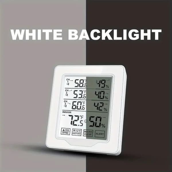 3-i-1 Trådlös Digital Termometer och Hygrometer – Stor Display, Inomhus/Utomhus Temperatur & Larm