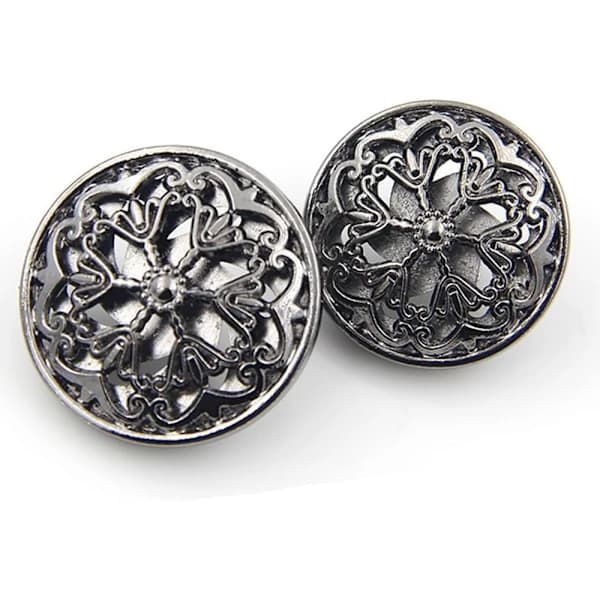 10 stk Klesknapper - Motehull Hjerte Metall Skaft Runde Form Metallknapper Sett Syknapper (25mm, Svart)