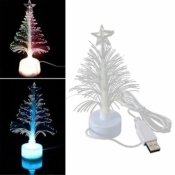 USB LED Juletræ Natlys Farveskiftende Fiberoptisk Juledekoration Prop-hao