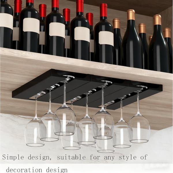 Vinglasholder, 2-pak plastik underhyldeholder, klæbemiddel eller skruemontering til køkken, bar og restaurant, sort, 25,3 x 11 x 2 cm