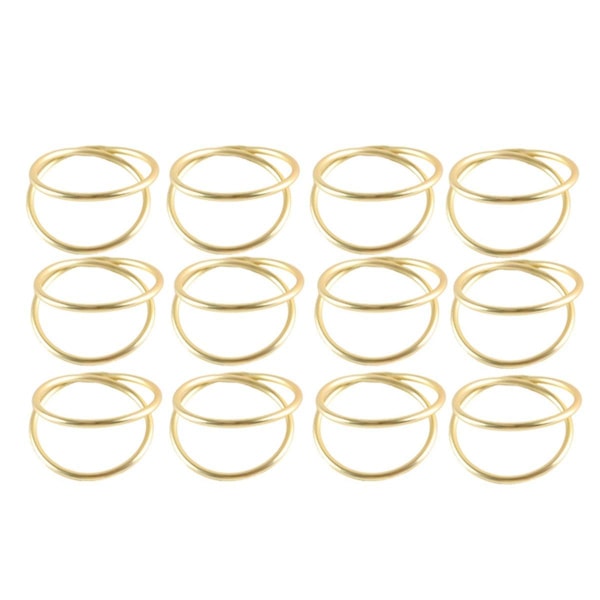 12 stk. Servietringe i enkelt design, guld, til bryllup, Thanksgiving, julefester og middagsselskaber