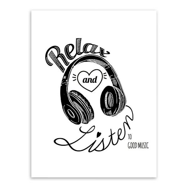 Wekity Rock Music Väggkonst Canvas Tryck Affisch, Enkelt Mode Svartvitt Konst Ritning Dekor för Hem Vardagsrum Sovrum Kontor och Barnrum