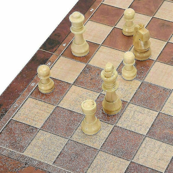 Sjakkbrett Sjakkbrikker Backgammon 3-i-1 Spillsett Trespill Sjakksett