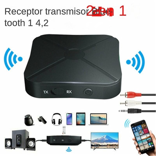 2 in 1 Bluetooth 4.2 Vastaanotin Lähetin RCA 3.5mm AUX-liitin USB-dongle Langaton Ääniadapteri Handsfree-puhelu Autolle Sarja TV PC