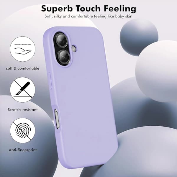 HA-Silicone Case Compatible with iPhone 16 Case Soft Ultra-Thin Protective Shockproof Liquid Silicone Phone Case, 6.1 \" Purple
