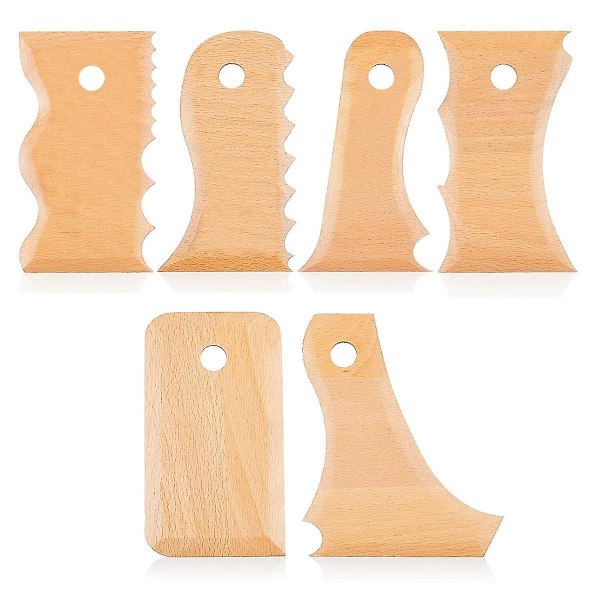 7 Pieces Pottery Trimming Tools Pottery Clay Foot Shaper Tools Texture Wooden Profile Rib Bundle Fo