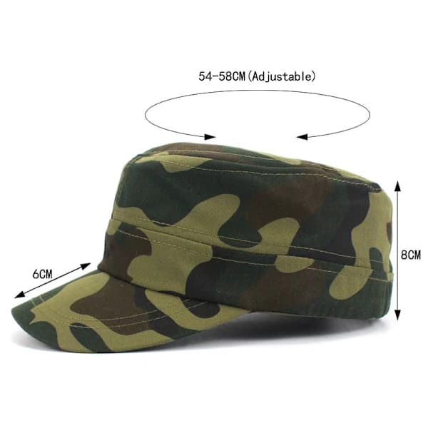 Kamouflage Flat Top Baseballkeps (Grön), Militärstil Keps, Bomull