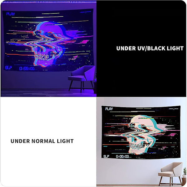 Estetisk gobeläng UV-fluorescerande väggbonad Boho väggdukar Stor hippie dekoration dukar 150 X 130 cm