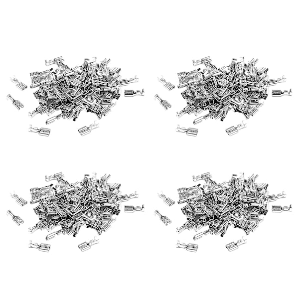 400 stk. 6,3 mm uisolerede hun-spade push-on crimpterminaler ikke-isolerede 2,5 mm