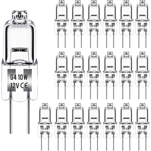 G4 Halogenlamper 10W 12V - Varmhvite - 20-pakning 20 stk 10W