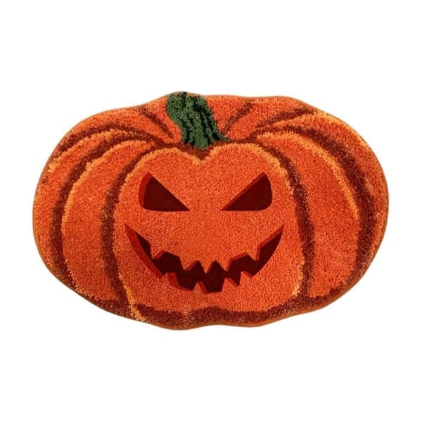 Baderomsmatte Halloween Gresskar, Sklisikker Mikrofibermatte, Absorberende og Vaskbar, Høstdekorasjon