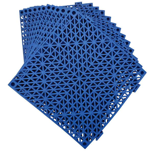 7-pack modulära, sammankopplingsbara gummimattor för golv, dränering, pool, uteplats, balkong, gård, husdjursområde, tvättmaskin (blå)
