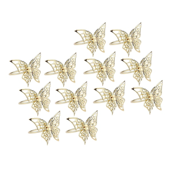 12pcs Creative Golden Butterfly Napkin Ring Napkin Buckle Napkin Ring Plating Towel Buckle Hotel Ta