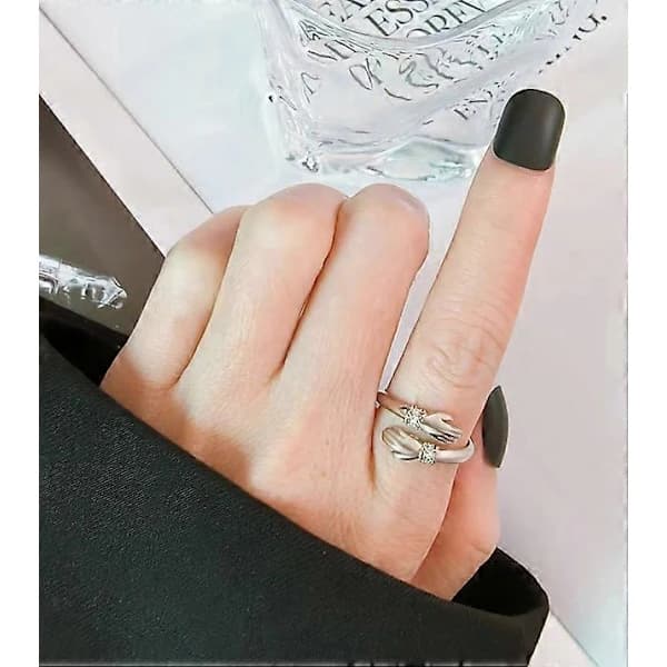 Sølv Klem Ring for Kvinner Åpen Ring Justerbar Hender Ring Klem Ring Smykker for Menn Kvinner Par Jubileum
