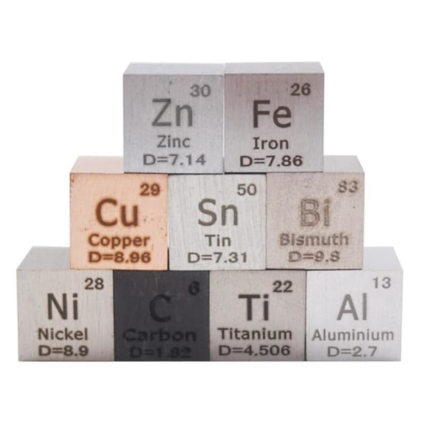 Elements Square Set 9pcs 0.39 Inch Density Square 10mm Up To 99.99% Purity For Periodic Table Teach