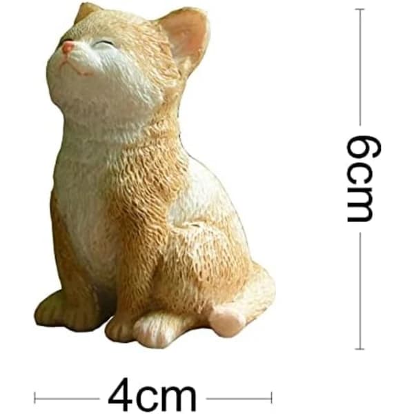Miniature kattestatue til fe-have - Søde killing