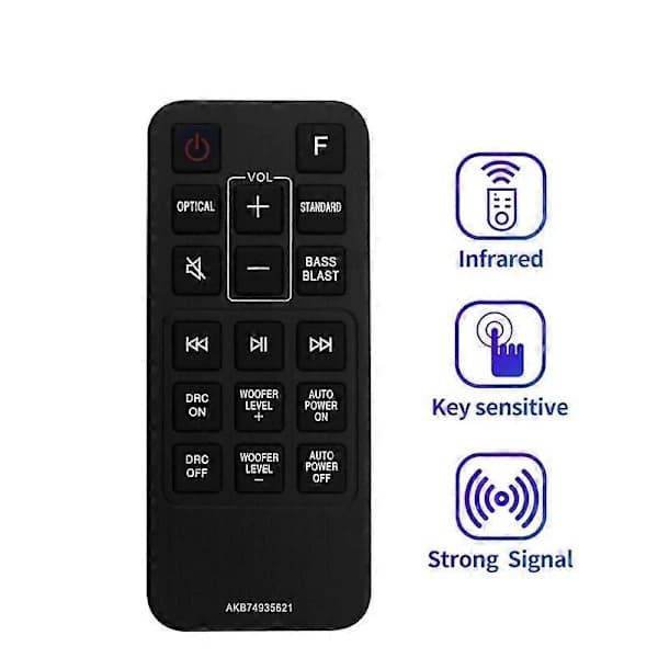 Erstatningsfjernkontroll for LG Sound Bar SJ2 SJ2.AEUSLLK SJ2.DEUSLLK [] Svart