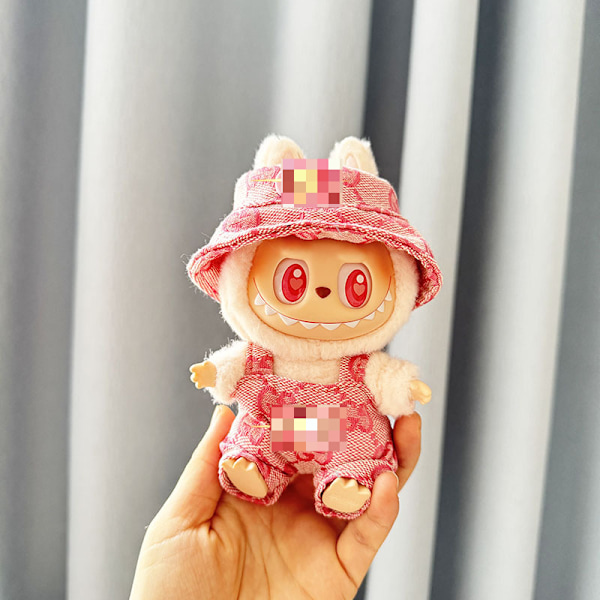 [HH] Endast Babykläder] Första och Andra Generationens Labubu Babykläder Brun rosa Svart Overall Kostym 4