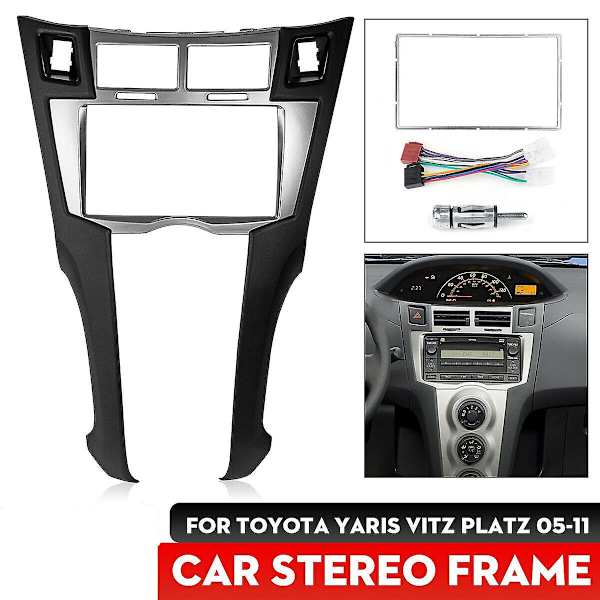 2 Din bilstereo ram trim kit av instrumentpanel för Yaris Vitz Platz 2005-2011 DVD-spelarinstallation