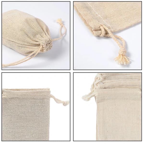 20 st bomullspåsar linnesnöre presentpåsar smyckesförpackningspåsar 13x18cm