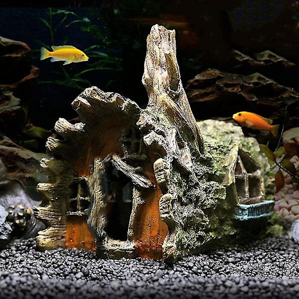 Akvarium Simuleret Træhus Dekorationer, Harpiks Materiale Dekorationer, Miljøvenlige