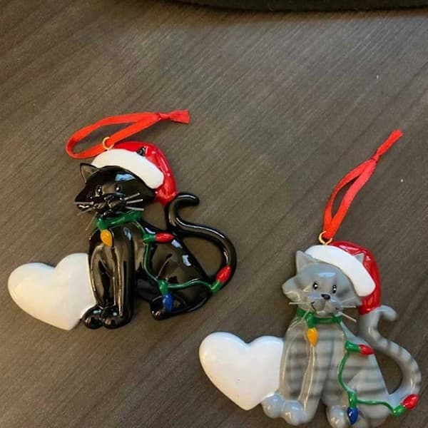 4 stk. Julekatt Dyrepynt Juletre Hengende Dekorasjon...