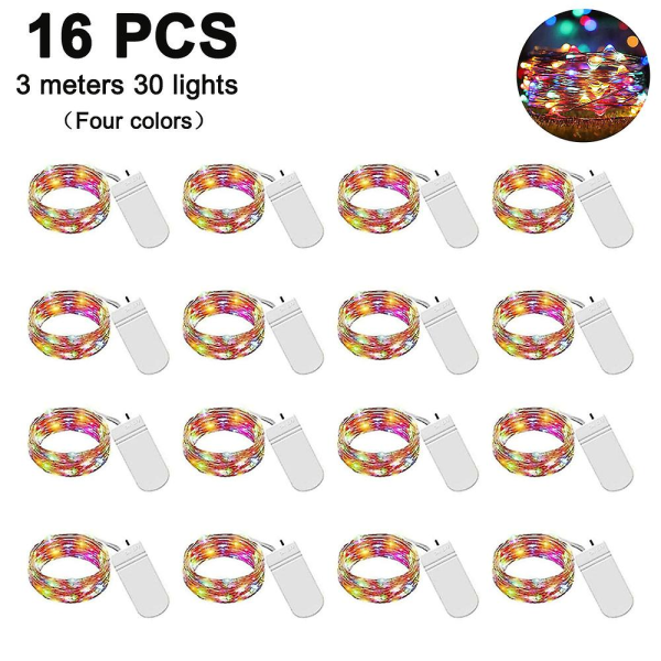 /HA/16-pack LED-slingor Batteridrivna Vattentäta 3M/30 LED-lampor för DIY Bröllopsfest Sovrum Uteplats Jul