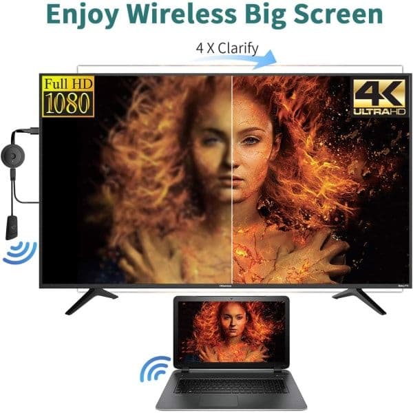 Trådløs HDMI-dongle 4K HDR, WiFi HDMI-dongle for strømming