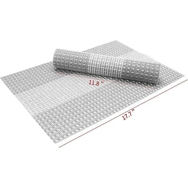 Sæt med 6 vaskbare dækkeservietter i PVC-plast (glittergrå)
