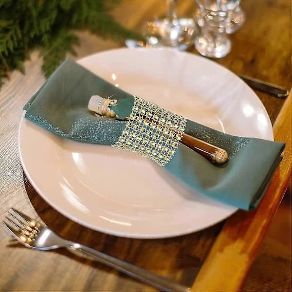 100 stk Strassbånd Servietringer Glitrende Strass Servietringer Bryllup Servietring (Gull, 100 stk)