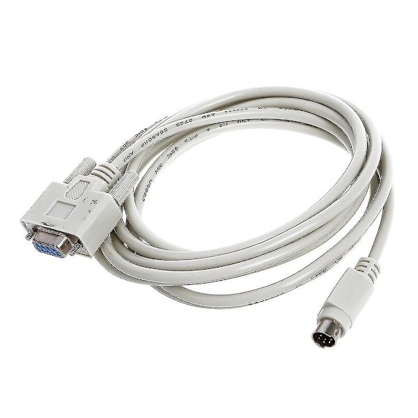 Db9p til 8p Mini Din Rs232 Download-kabel Hvid 8,2 fod til Plc Dvp-eh