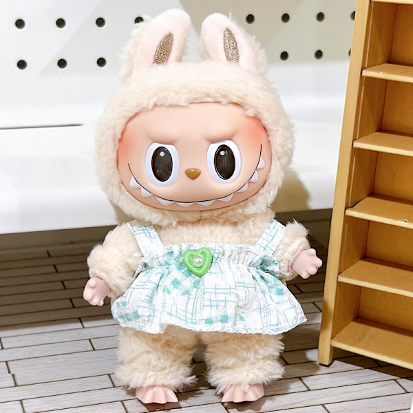 [HH]Labubu V1 Dockkläder 17cm Tumlar Hoodie Outfit Kostym Blind Box Popmart ToNot Original March spring green