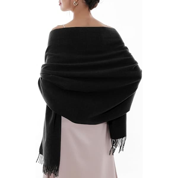 Dame Skjerf Pashmina Sjal og Wraps for Bryllup Skjerf for Kvinner Vinter Svart