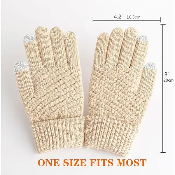 2 par dame vinter touchscreen handsker varme fleeceforede strikkede handsker elastisk manchet vinter sms handsker sort + beige