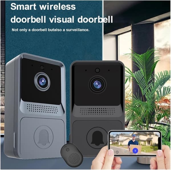 Trådlös Dörrklocka - Trådlös Videodörrklocka - Smart Visuell Säkerhetsdörrklocka - Svart
