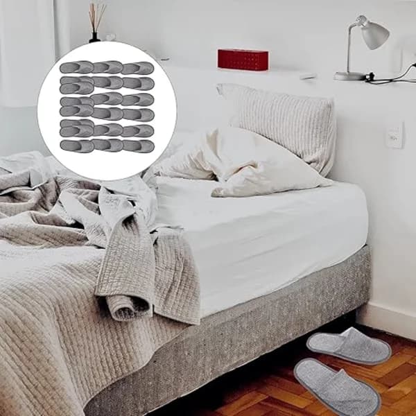 10-pack Engångstofflor Hotell Hem Bekväma Unisex Tofflor för Resor Bröllopsfest Grå