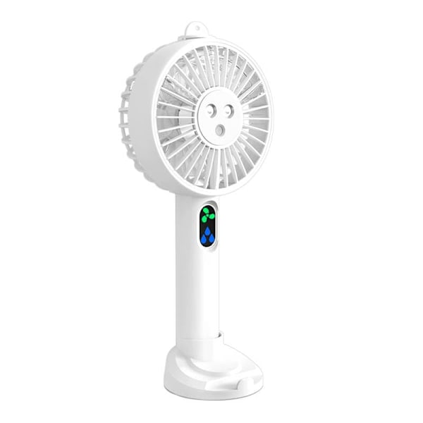 Vann Spray Mist Fan Elektrisk, USB Oppladbar Håndholdt Mini Fan, Mobiltelefonholder, 3 Hastighetsnivåer og en Knappbryter (Hvit)