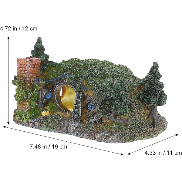 Simuleret Hobbit Hus Kreativ Akvarie Ornament Harpiks Akvarie Ornament