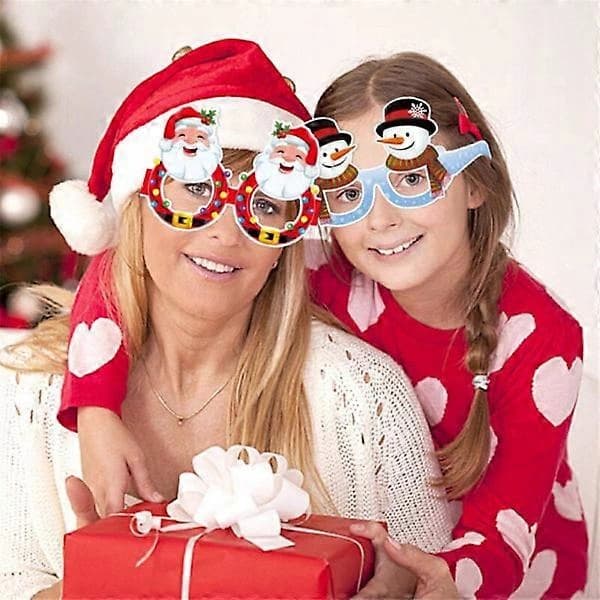 24 stykker glitrende julebriller med dekorasjoner for julegaver