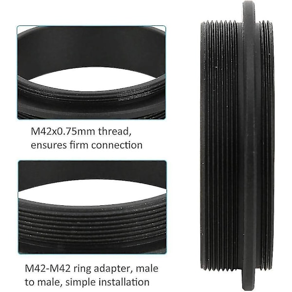 M42-M42 kierteinen liitäntärengasadapteri objektiivin suodattimille, M42x0,75 mm uros-uros alumiininen metallirengasadapteri