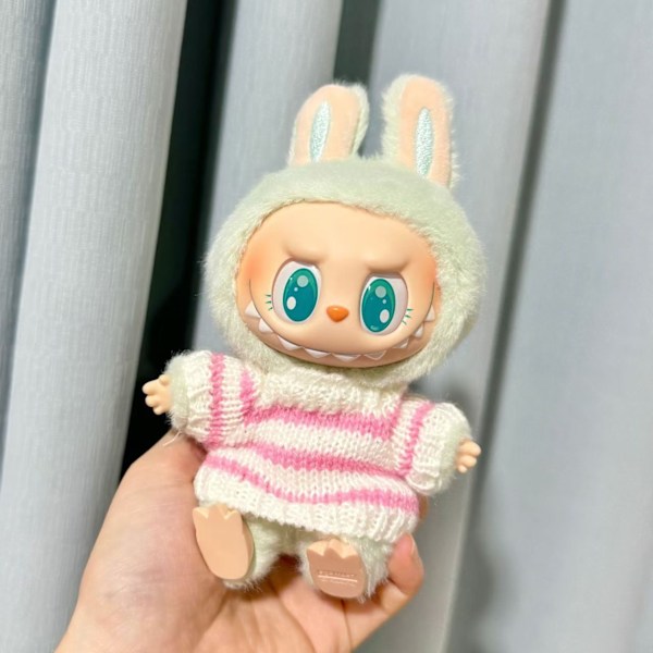 [HH] Andra generationens LABUBU Sit Party Series Docka Kappa Vintertröja Kostym för ToCartoony Plysch och Plast Kläder Endast Pink white sweater