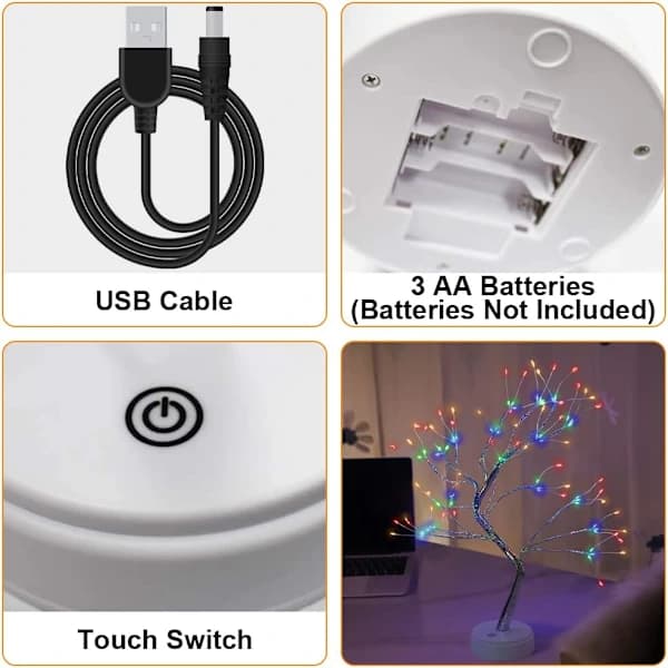 Flerfarget LED-trelykt med fjernkontroll, 108 justerbare innendørs lysslynger for f Materiale: Polyester Materiale: Polyester Materiale: Polyester Mat...