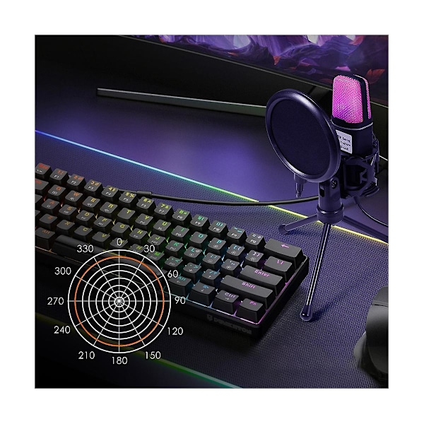 Sf666r USB-mikrofoni RGB-kondensaattorimikrofoni Pelikäyttöön Podcast-tallennukseen Studioon Striimaukseen