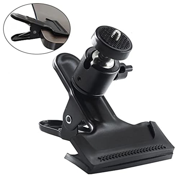 Tripod-kameraklämma klämfäste blixtreflektorhållare montering med skruvgrad vridbar för studiobakgrund kamera SLR,（svart）